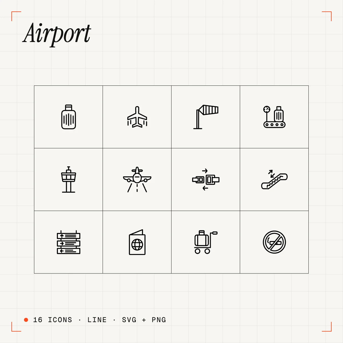 Airport Line Icons