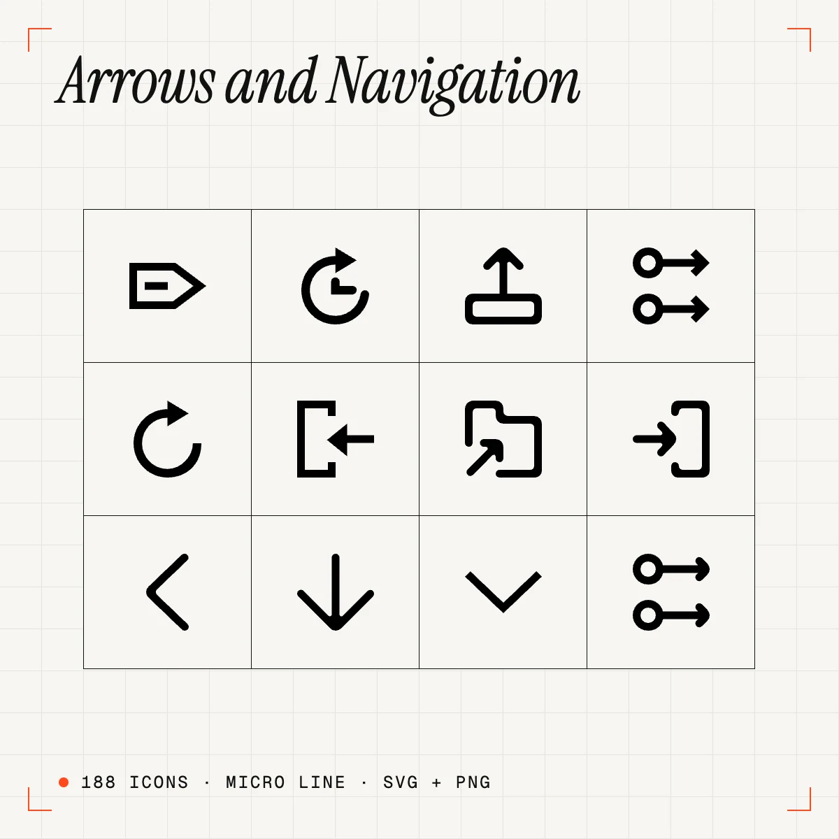 Arrows and Navigation Micro Line Icons