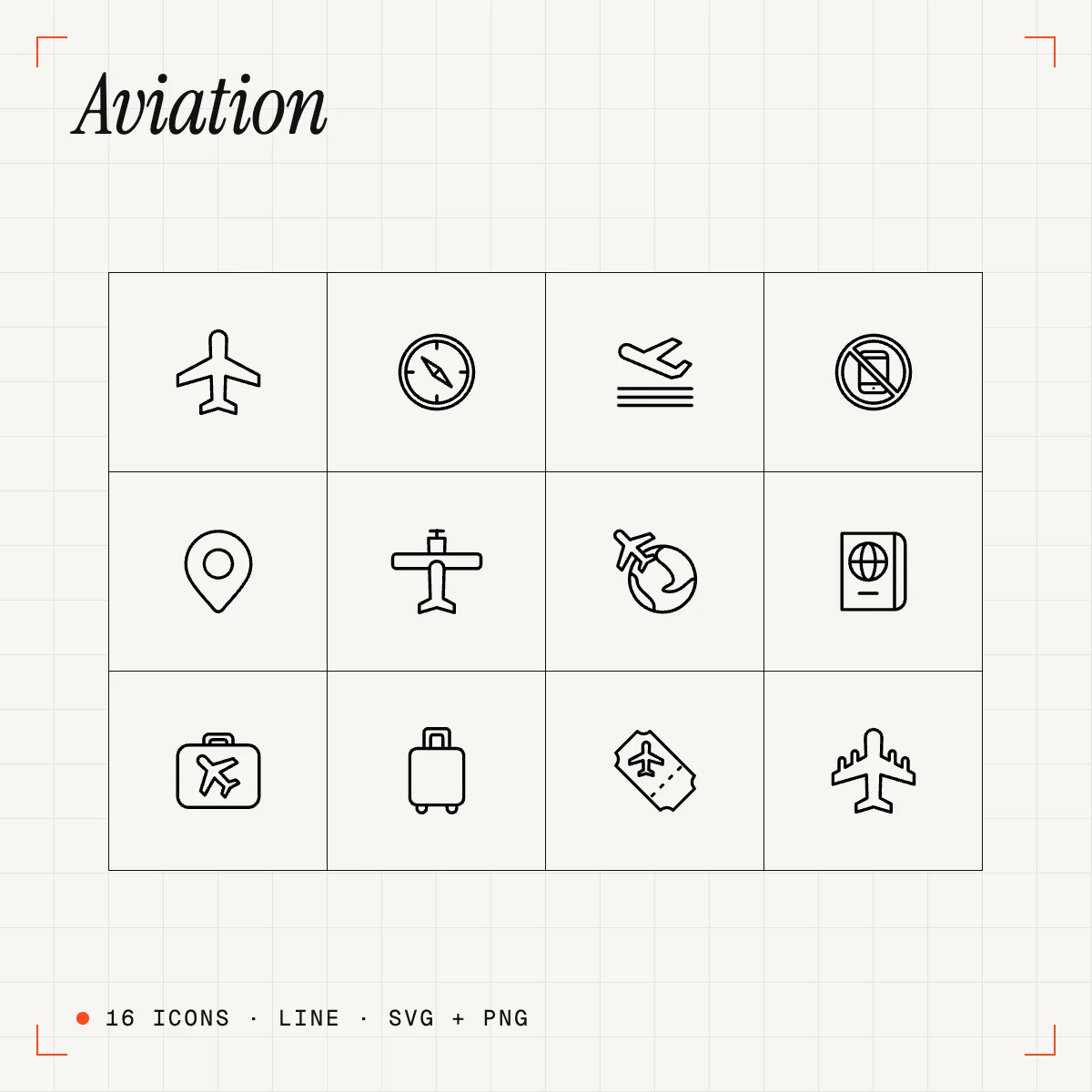 Aviation Line Icons