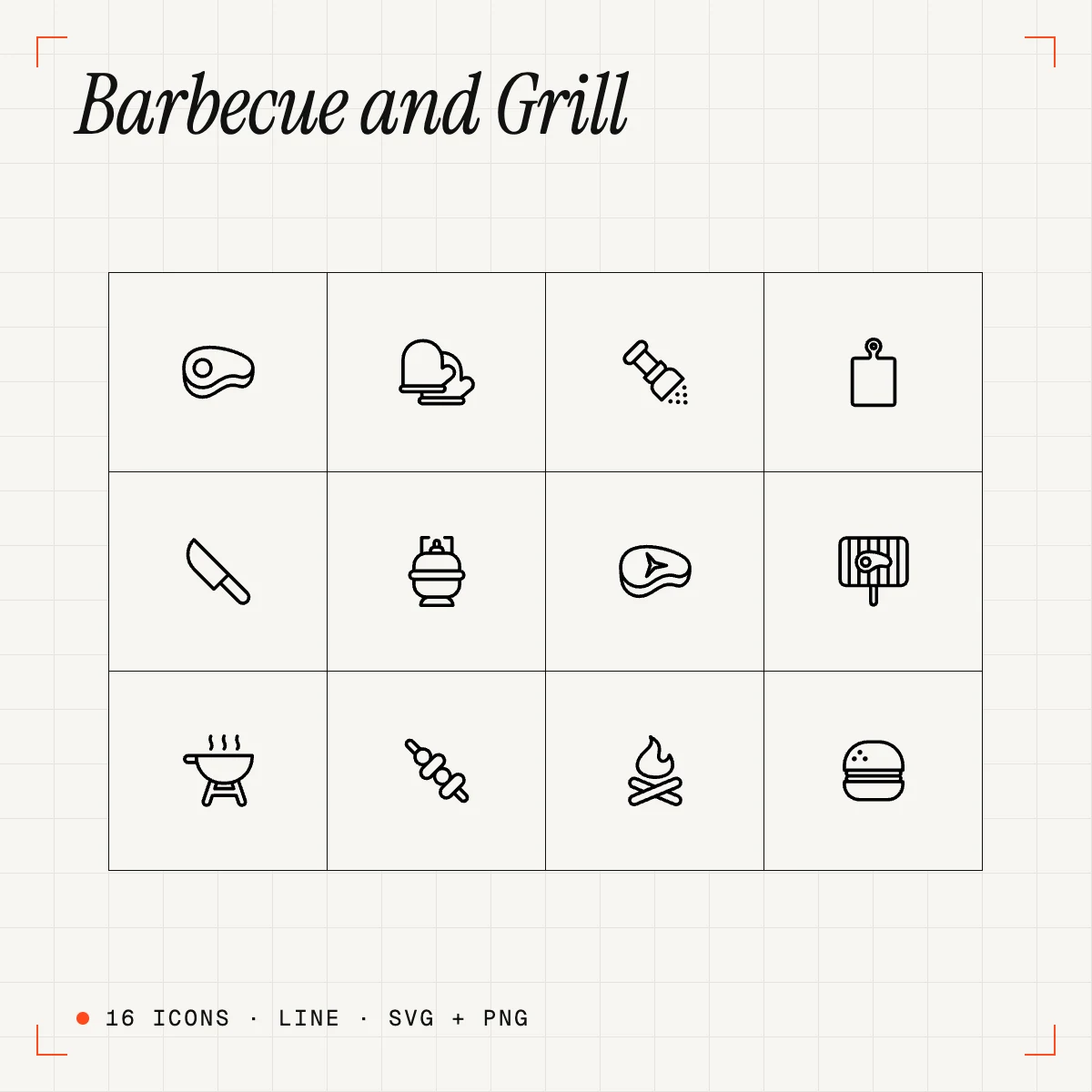 Barbecue and Grill Line Icons