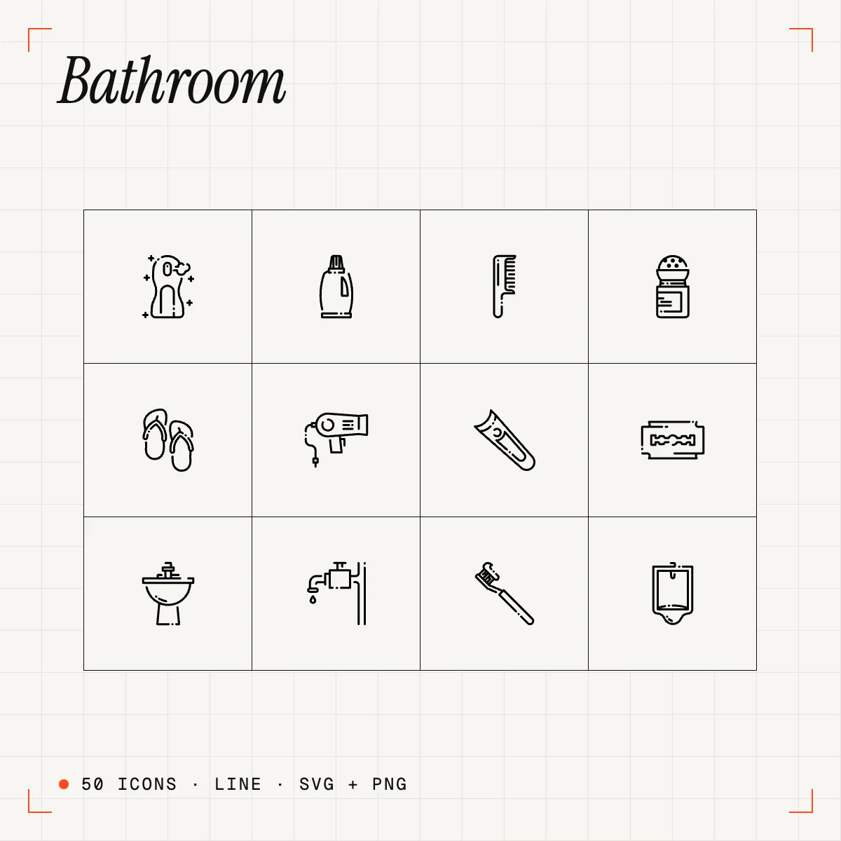 Bathroom Line Icons