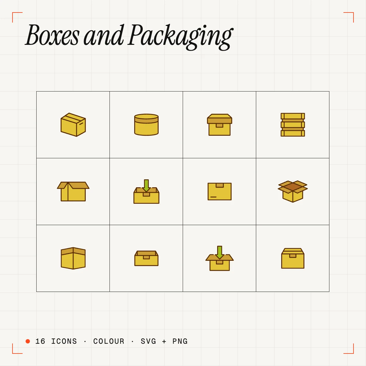 Boxes and Packaging Colour Icons Vol. 1