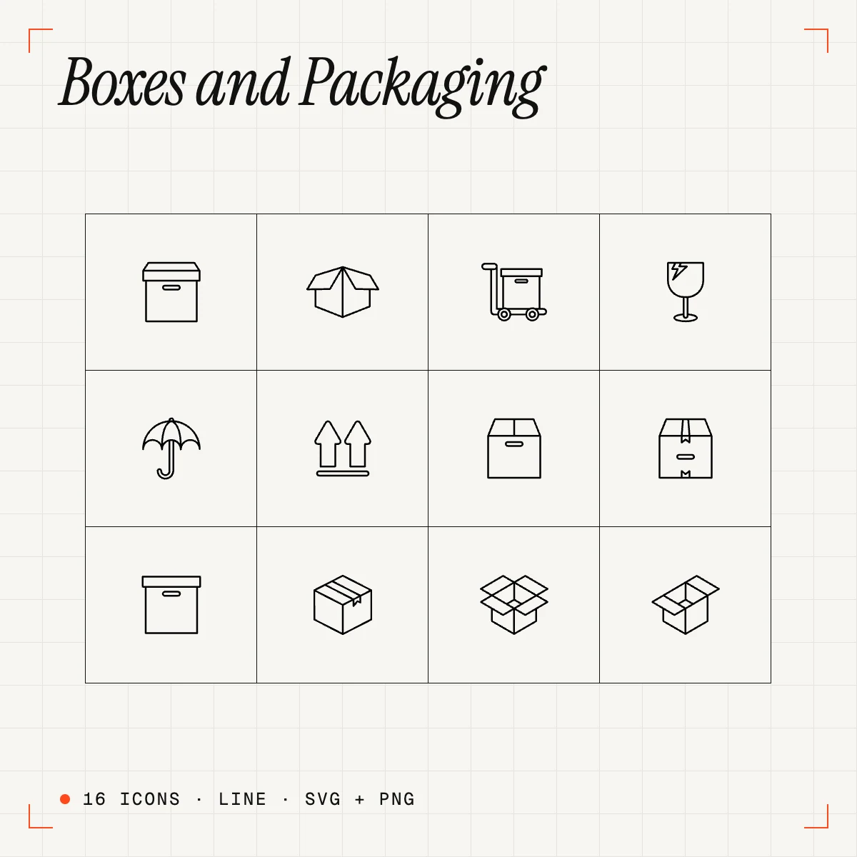 Boxes and Packaging Line Icons Vol. 1
