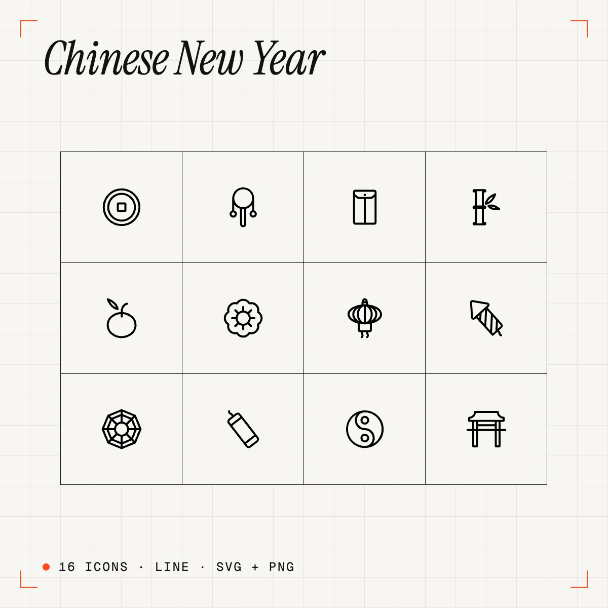 Chinese New Year Line Icons Vol. 1