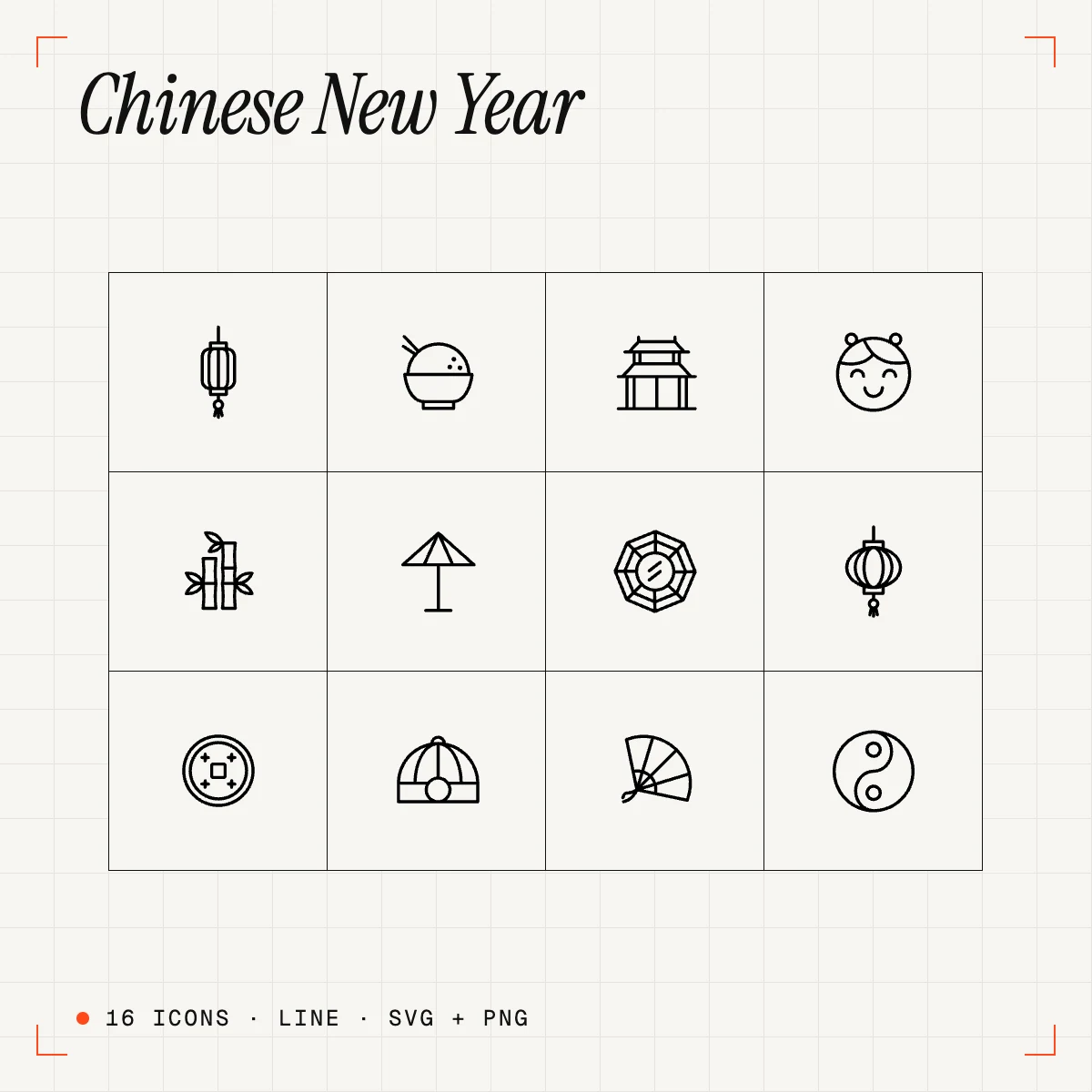 Chinese New Year Line Icons Vol. 2