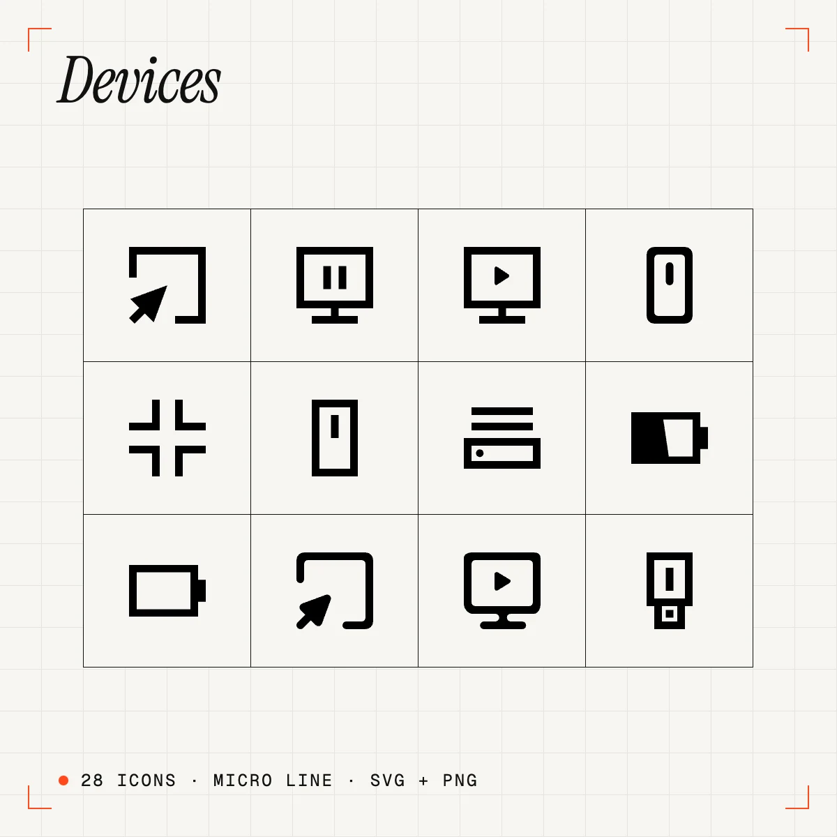 Devices Micro Line Icons