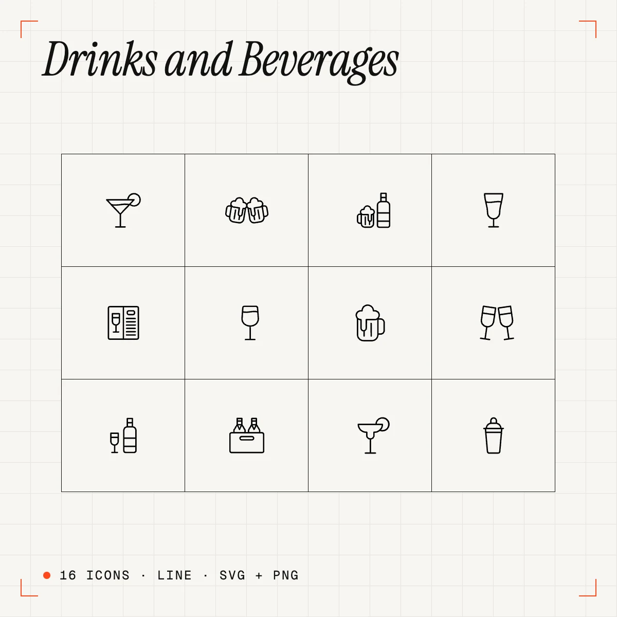Drinks and Beverages Line Icons Vol. 1