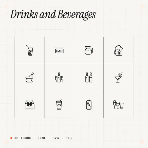 Drinks and Beverages Line Icons Vol. 2