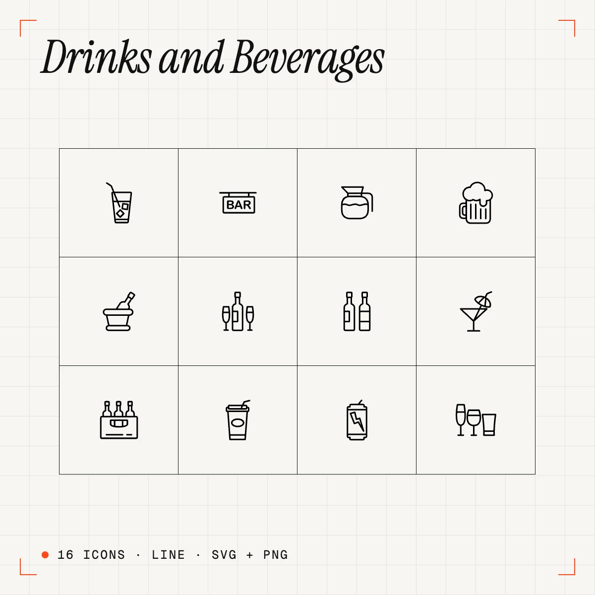 Drinks and Beverages Line Icons Vol. 2