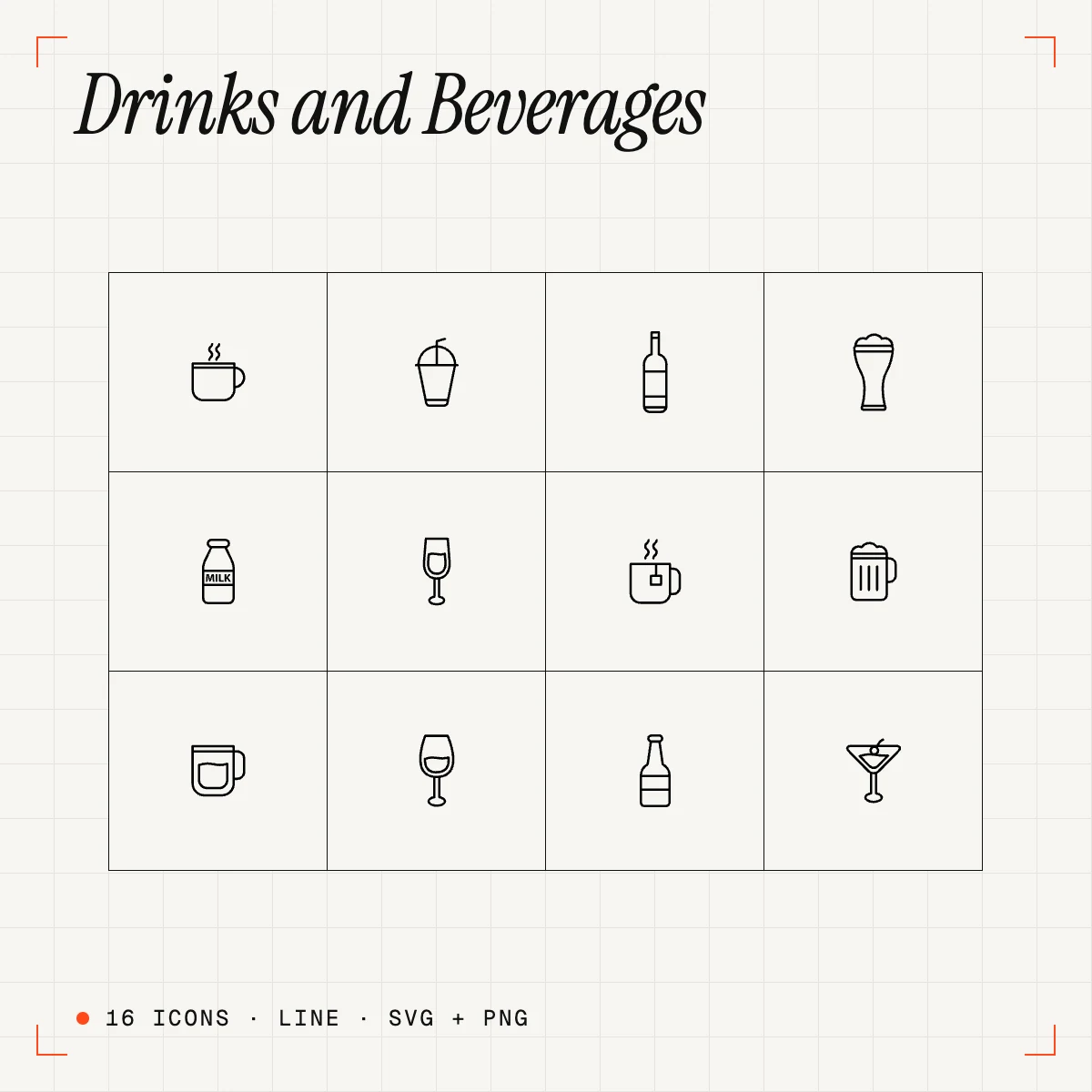 Drinks and Beverages Line Icons Vol. 3