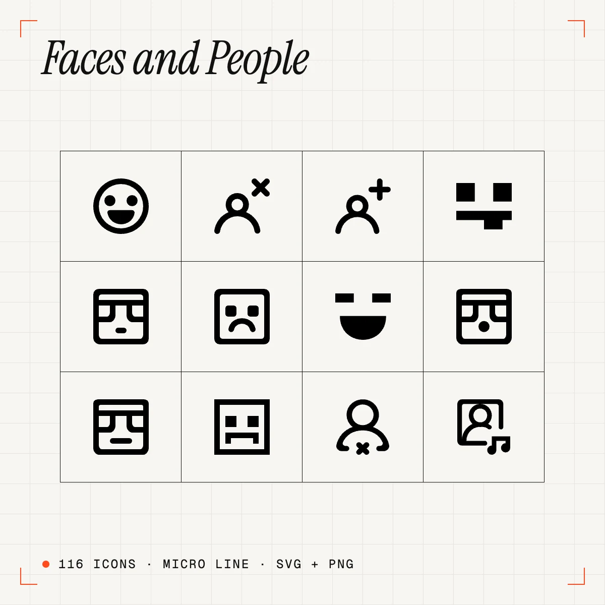Faces and People Micro Line Icons Vol. 2