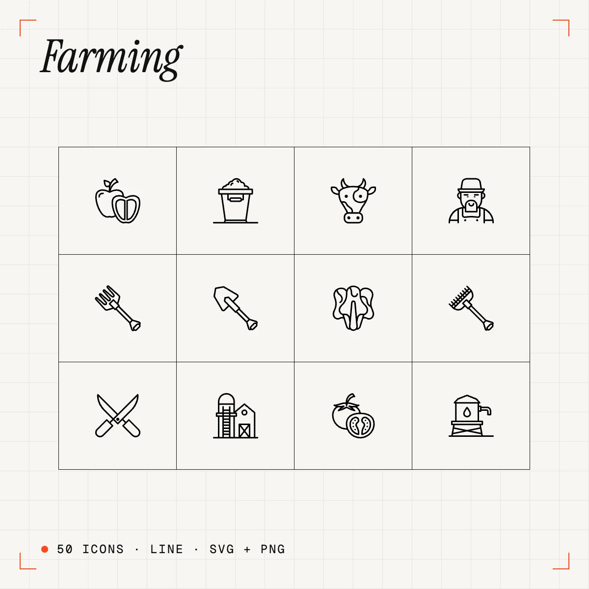 Farming Line Icons