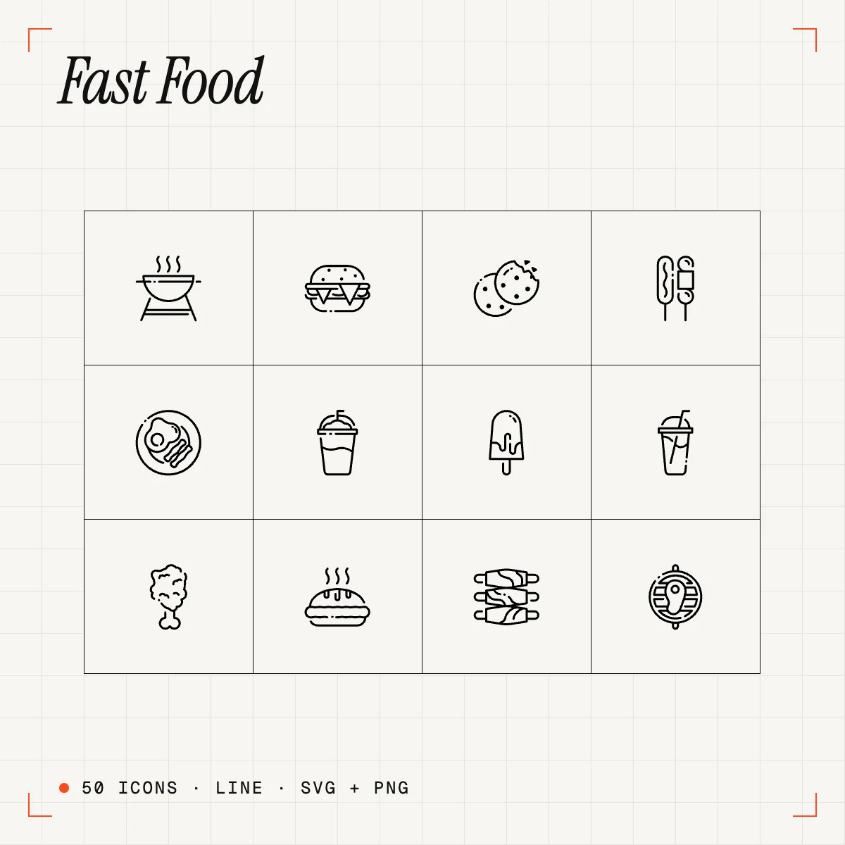 Fast Food Line Icons