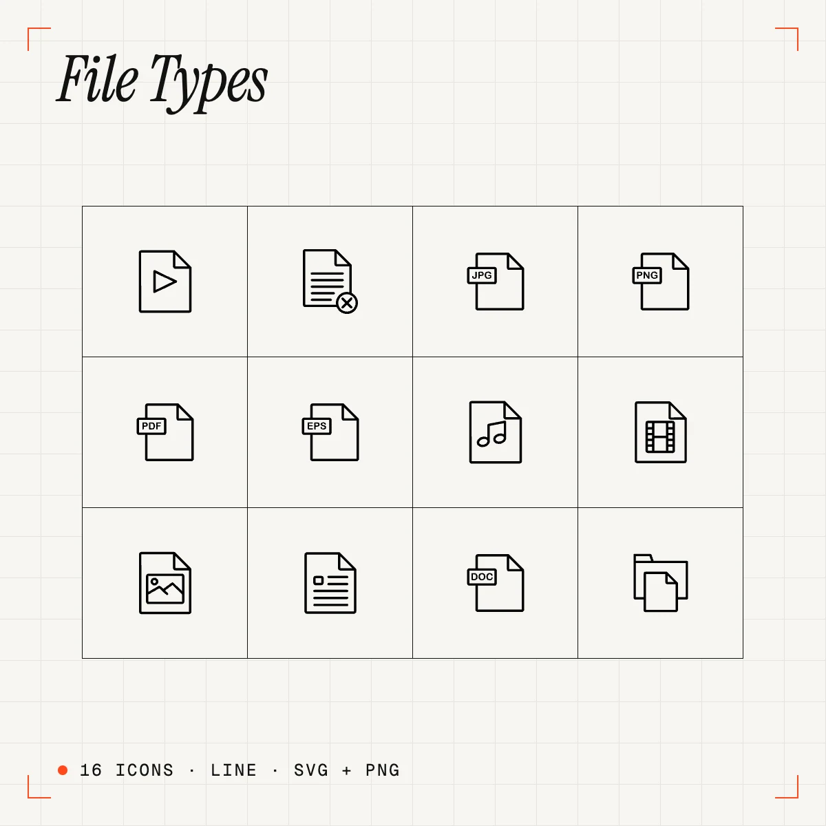 File Types Line Icons