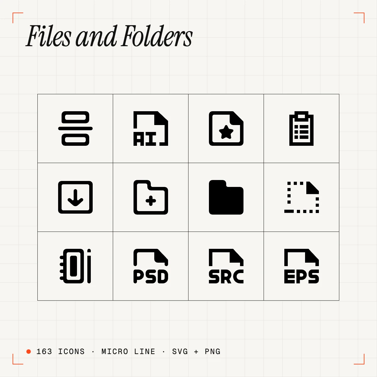 Files and Folders Micro Line Icons