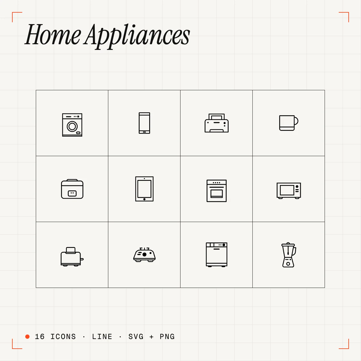 Home Appliances Line Icons