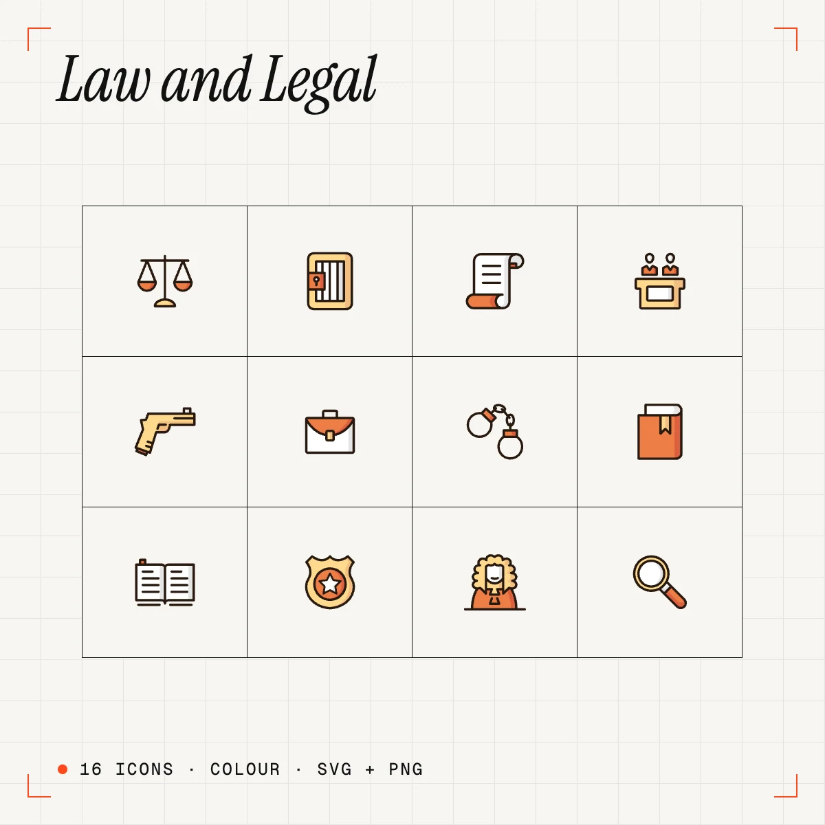 Law and Legal Colour Icons