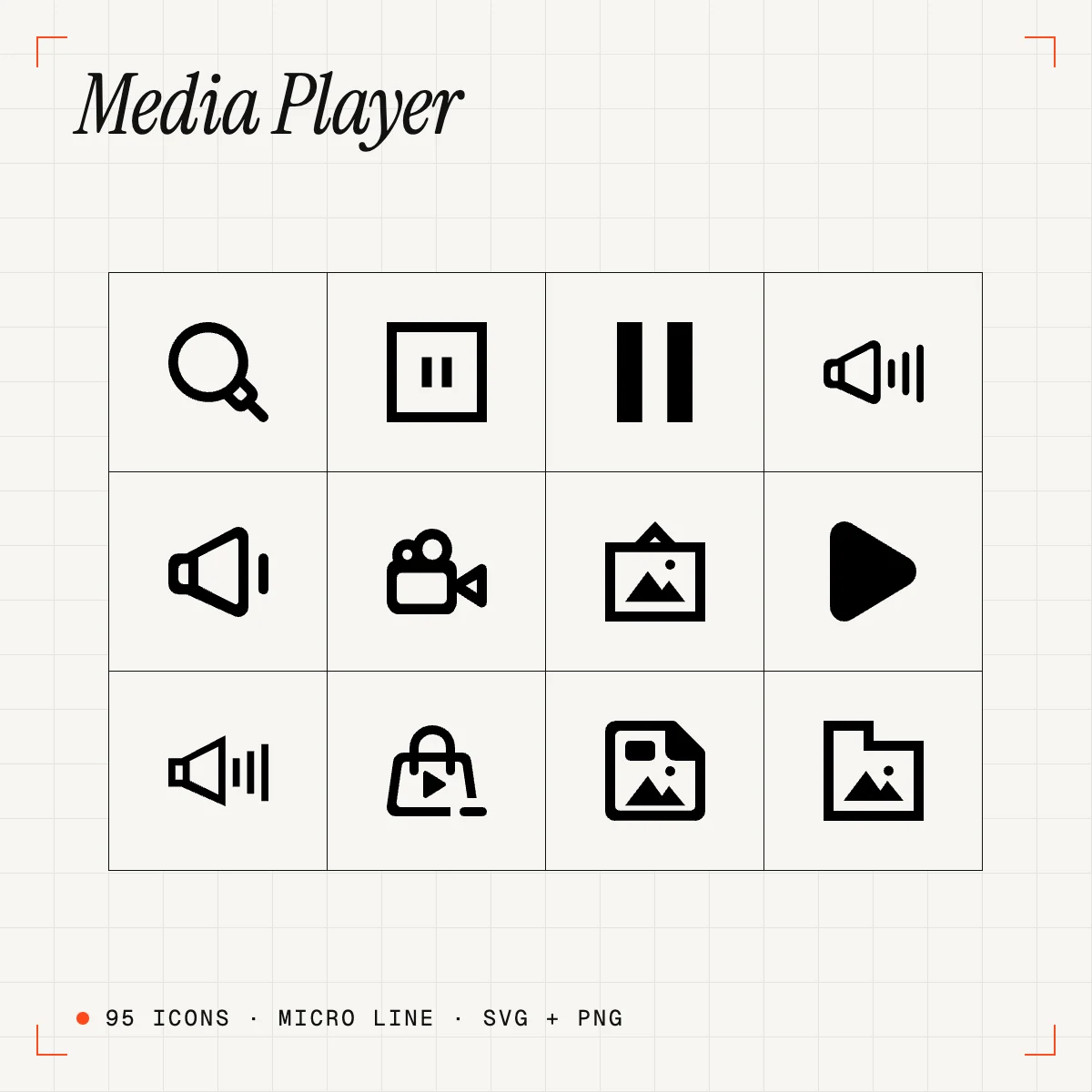 Media Player Micro Line Icons