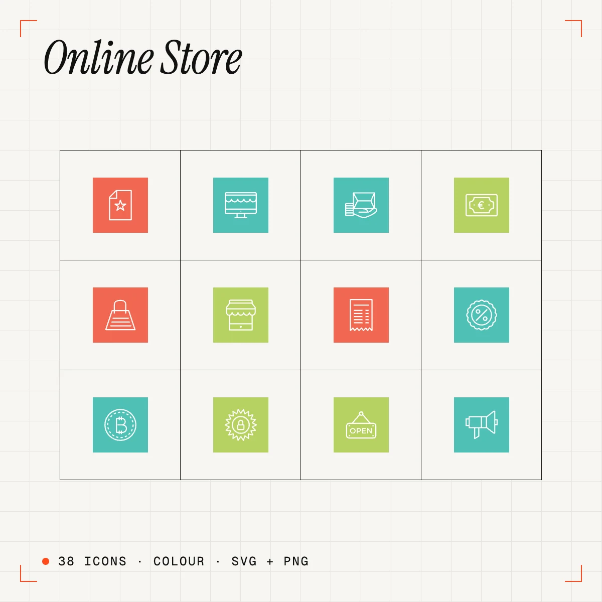 Online Store Colour Icons