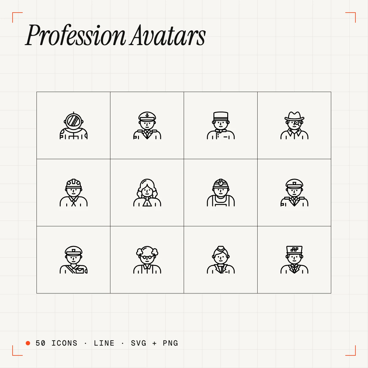Profession Avatars Line Icons