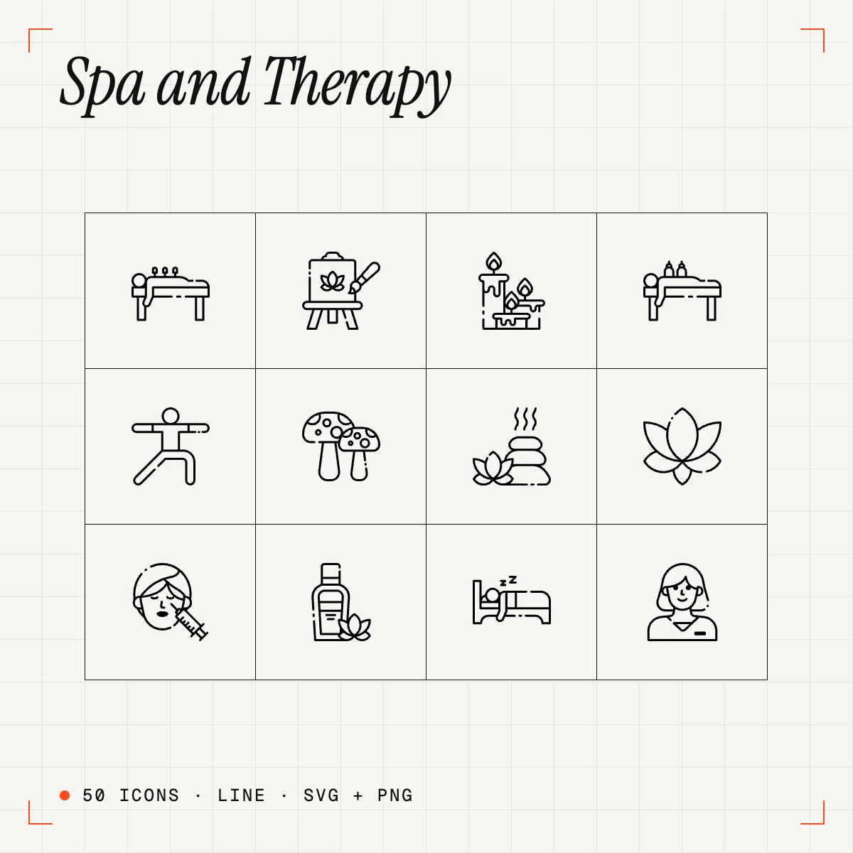 Spa and Therapy Line Icons