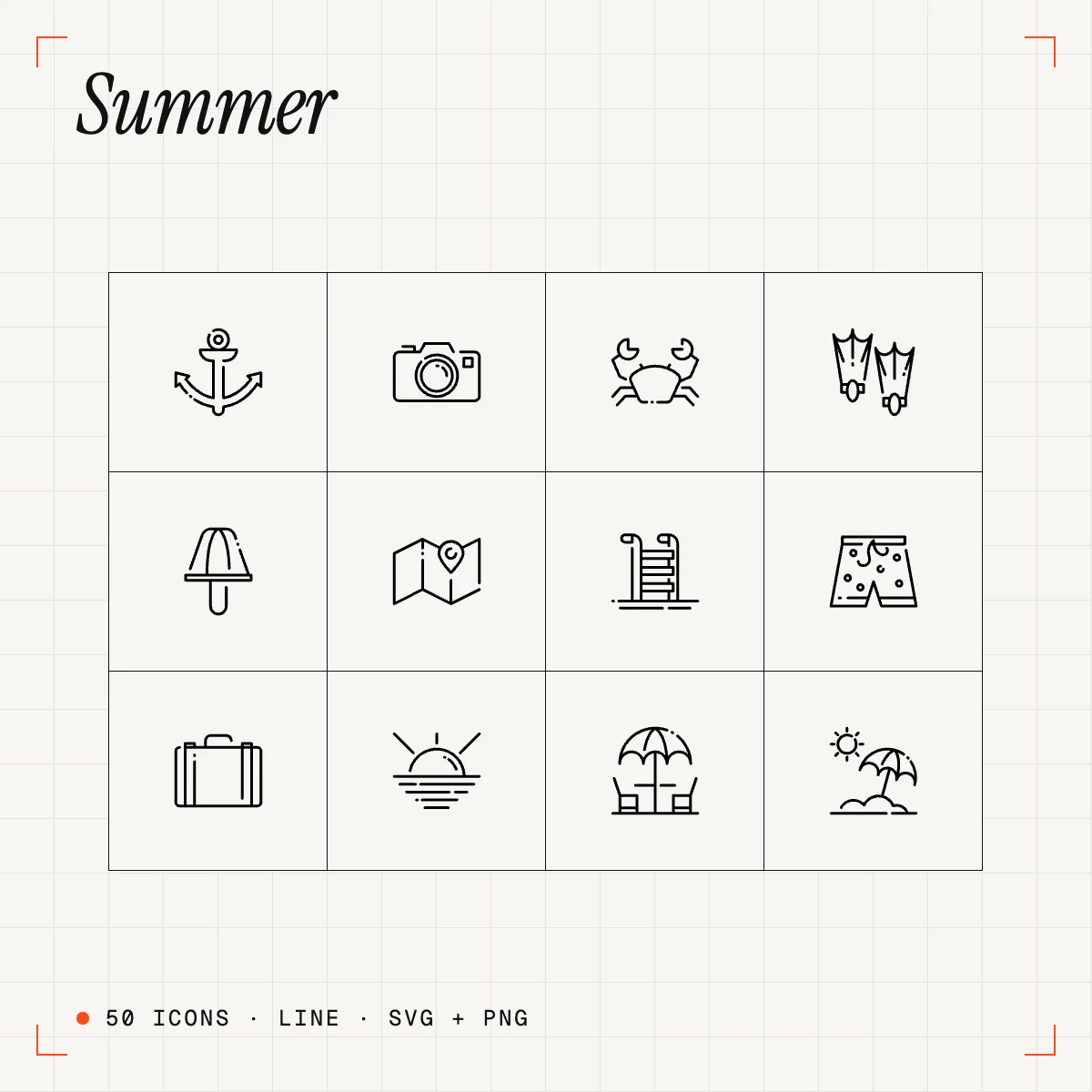 Summer Line Icons