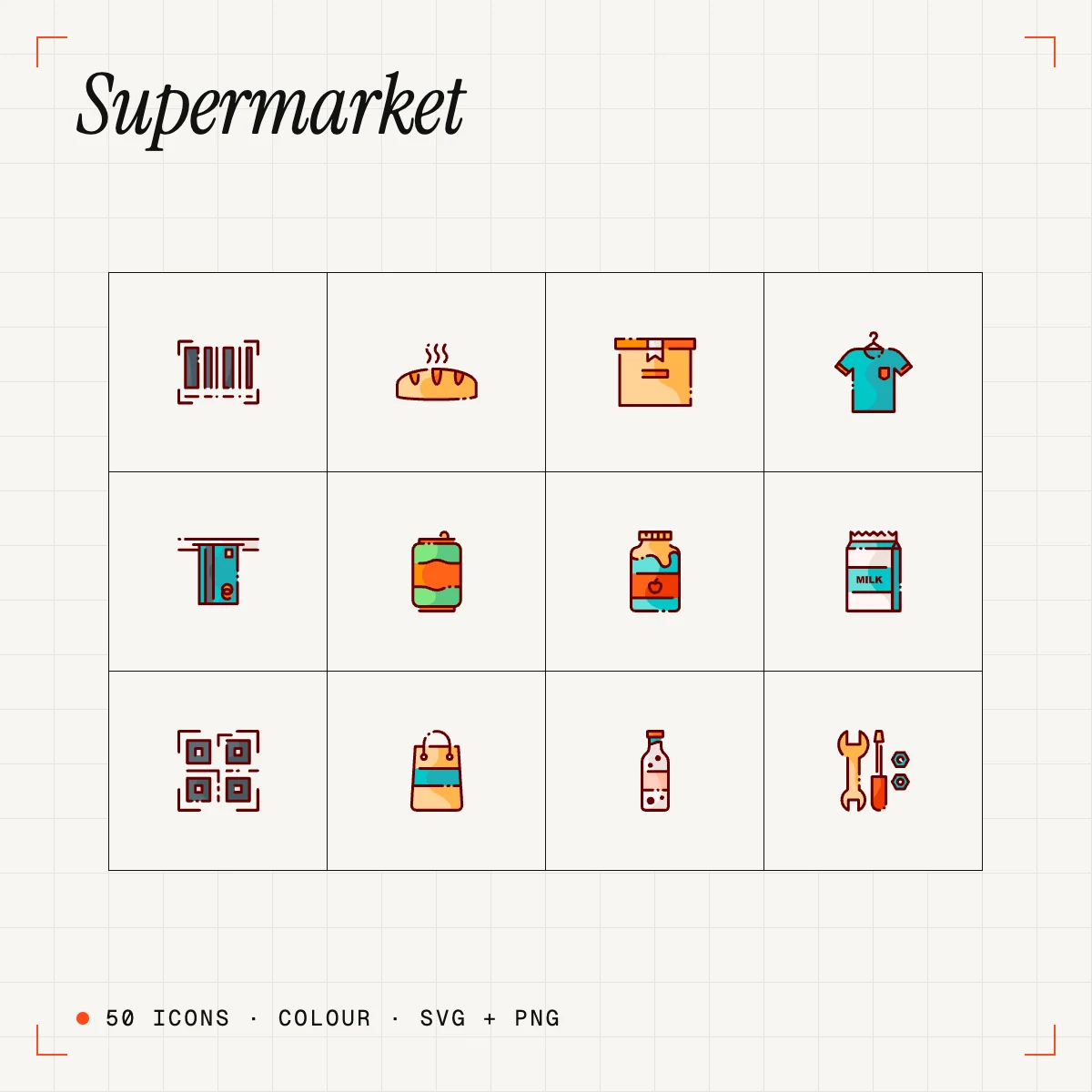 Supermarket Colour Icons