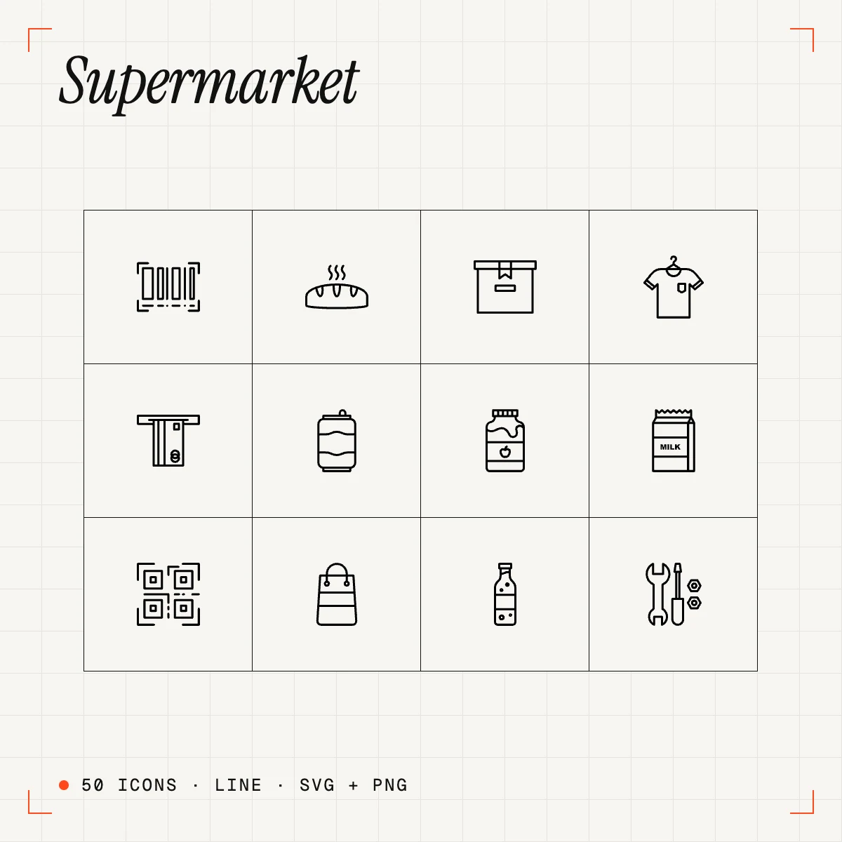 Supermarket Line Icons