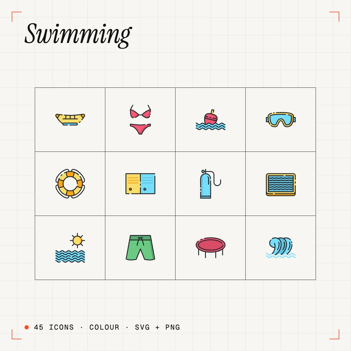 Swimming Colour Icons