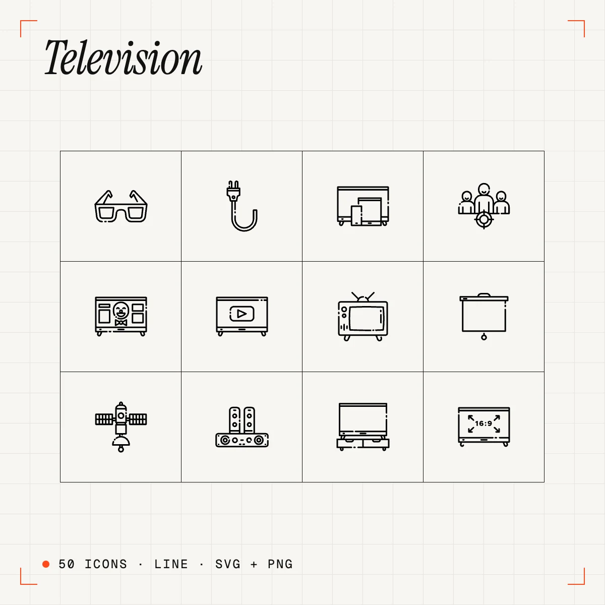 Television Line Icons