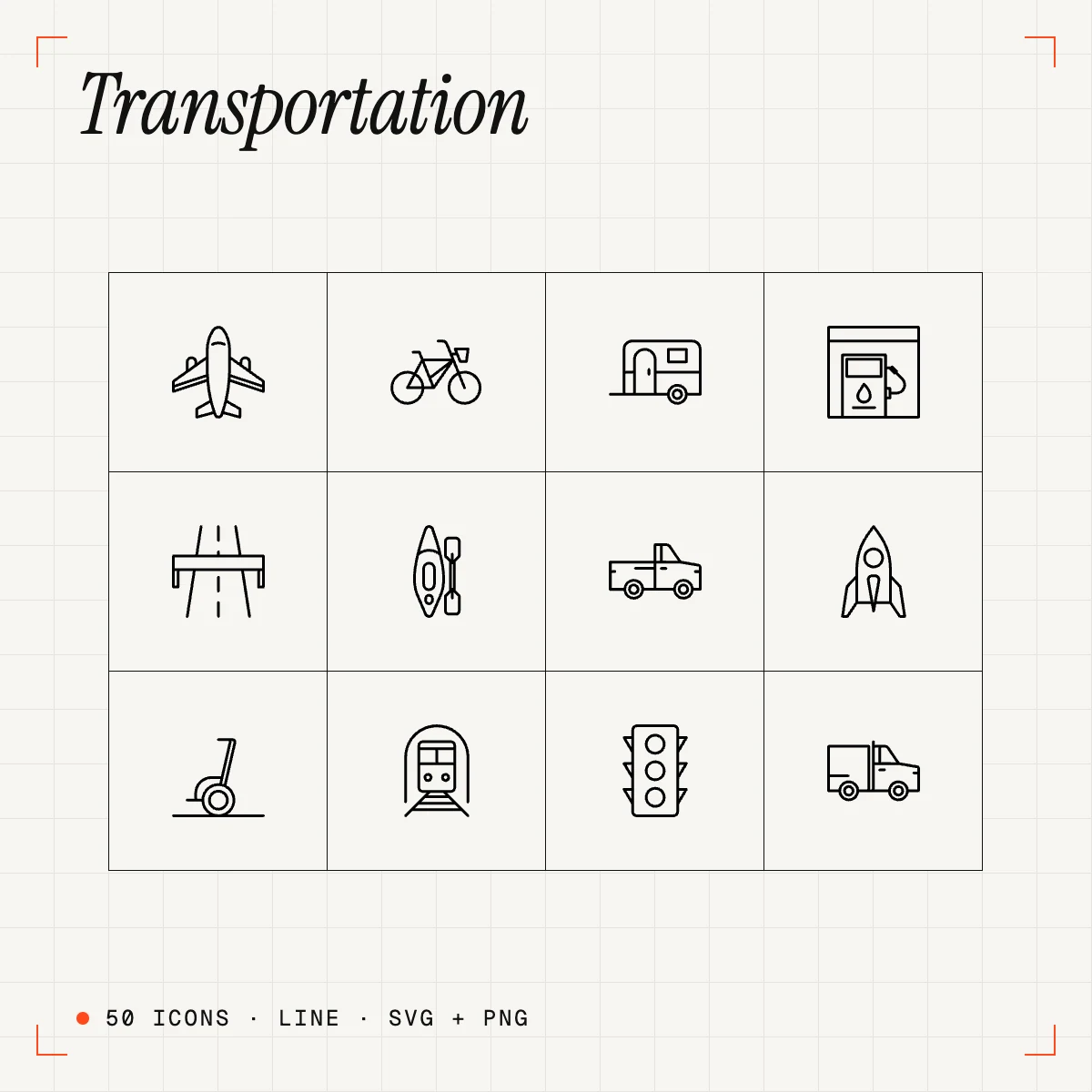 Transportation Line Icons