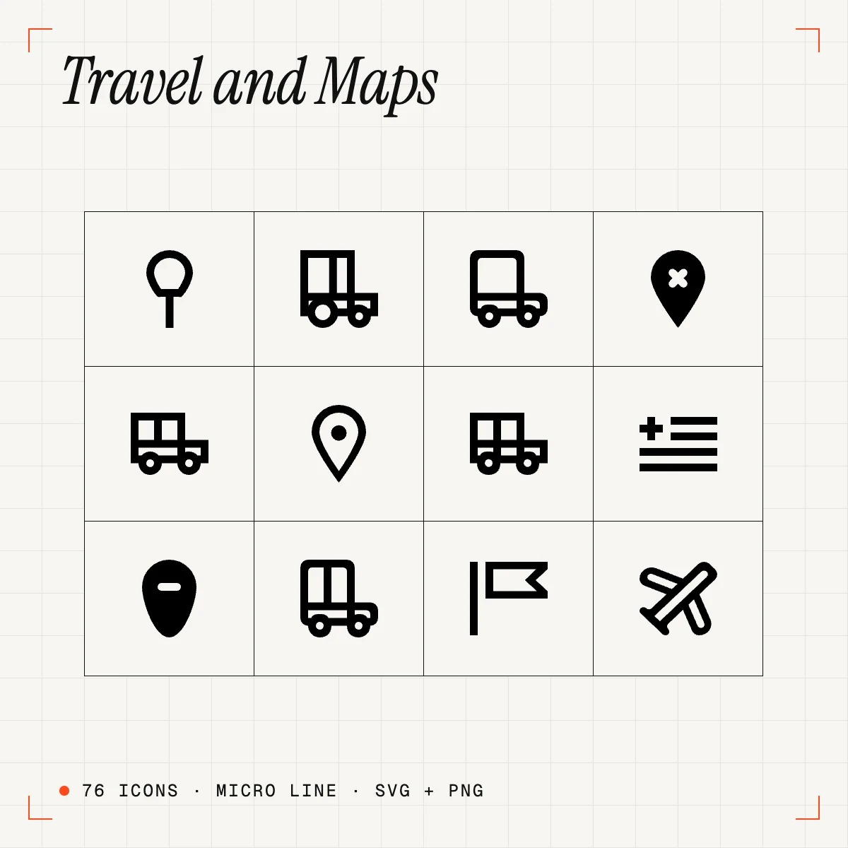 Travel and Maps Micro Line Icons