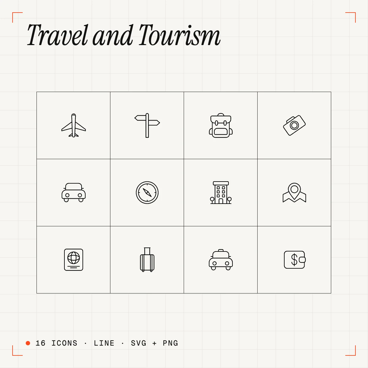 Travel and Tourism Line Icons