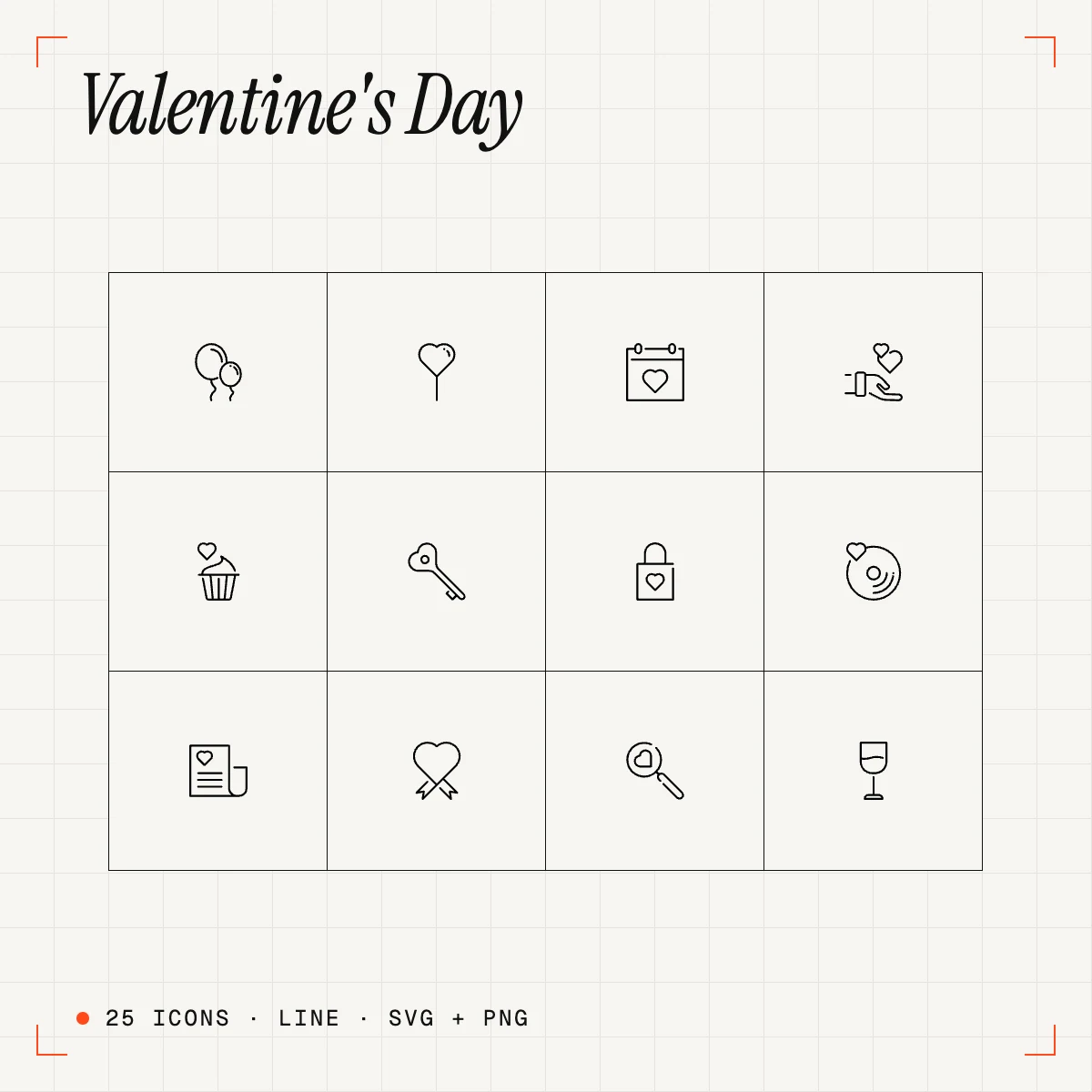 Valentine's Day Line Icons