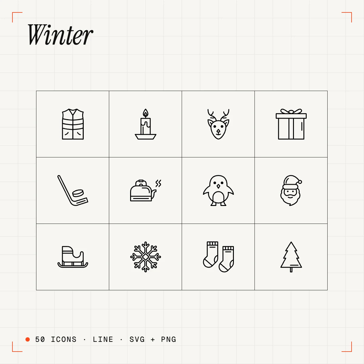 Winter Line Icons